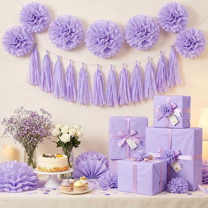 Qilery 500 Sheets Lavender Tissue Paper Bulk 15x20 Inch Acid Free Paper for Gift Bags, Floral Bouquet Wrapping, Valentine's Day Easter DIY Crafts, Wedding, Baby Shower Decor, Shipping Packing