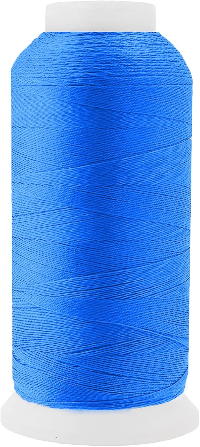 Mandala Crafts Sky Blue Heavy Duty Thread - 1500 Yds Tex 90 Bonded Polyester Threads for Sewing Drapery, Jeans, Leather, Hair, Outdoor Marine Upholstery