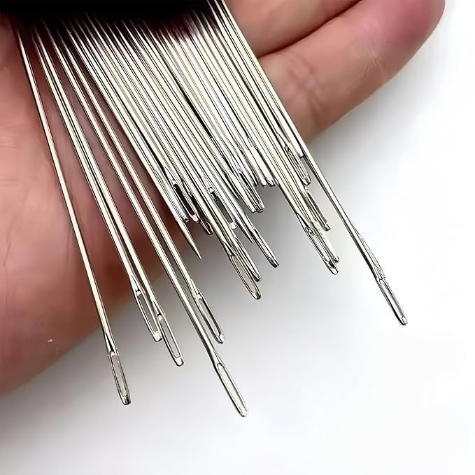 Big Eye Steel Sewing-Needles Kit, 2025 New Stainless Steel-Needles for Hand Sewing, Handmade Quilting for DIY-Craft Lovers