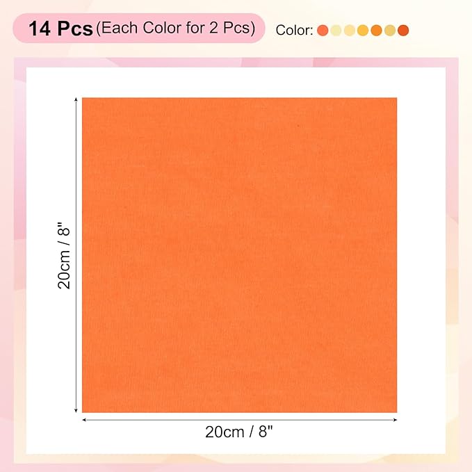 PATIKIL Cotton Fabric Bundles, 14 Pcs 8 x 8 Inch Fat Quarter Solid Color Precut Fabric Squares for Sewing Patchwork Quilting DIY Crafts, Orange