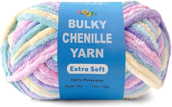 Soft Velvet Yarn Chenille Yarn for Crocheting and Knitting – Bulky (93 Yards/100g) - Polyester - Yarn for Blanket Amigurumi Weaving Crafts (Pastel, 1 Pack)