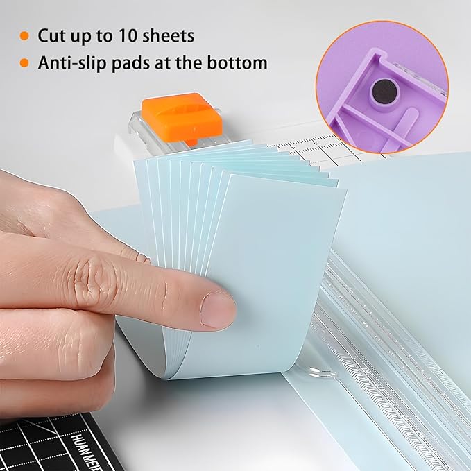 A5 Paper Cutter with 3PCS Replacement Blades, Portable Paper Trimmer with Side Ruler for Scrapbooking Craft, Paper, Coupon, Label, Cardstock