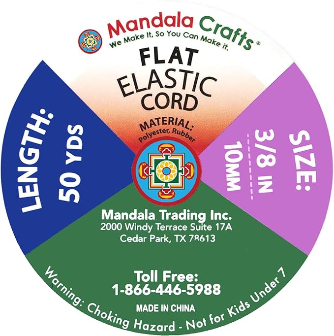 Mandala Crafts 10mm 50 Yds Roll of White Elastic Bands for Sewing - 3/8 Flat Elastics Cord - 3 8 Inch Braided Stretch Straps for Crafting