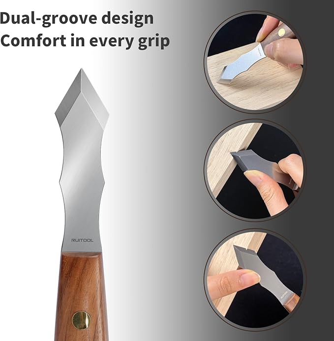 RUITOOL Marking Knife, Long‑Neck Thin Blade Scribing Tool with Dual Grooves for Woodworking – High Carbon Steel Double Beveled Blade for Precision Wood Carving & Fine‑Line Scribing in Narrow Grooves