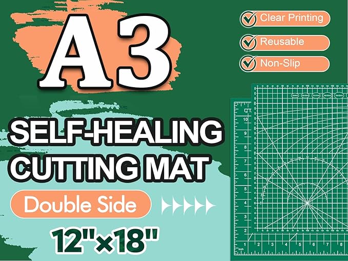 Self Healing Cutting Mat 12×18 Inch, Fabric Cutting Mats for Crafts, Double Sided Sewing Boards for Quilting Hobby Scrapbooking 5 Layers 1 Pack