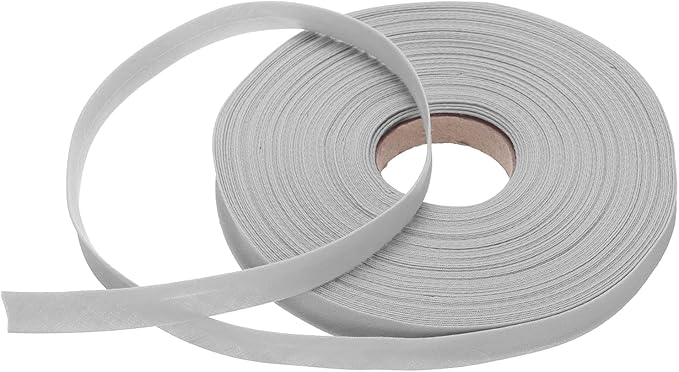 MECCANIXITY 1/2 Inch Single Fold Bias Tape Polyester Continuous Bulk Bias Tape for Sewing,Seaming Quilting Hemming Binding Crafts (Gray 25 Yards)