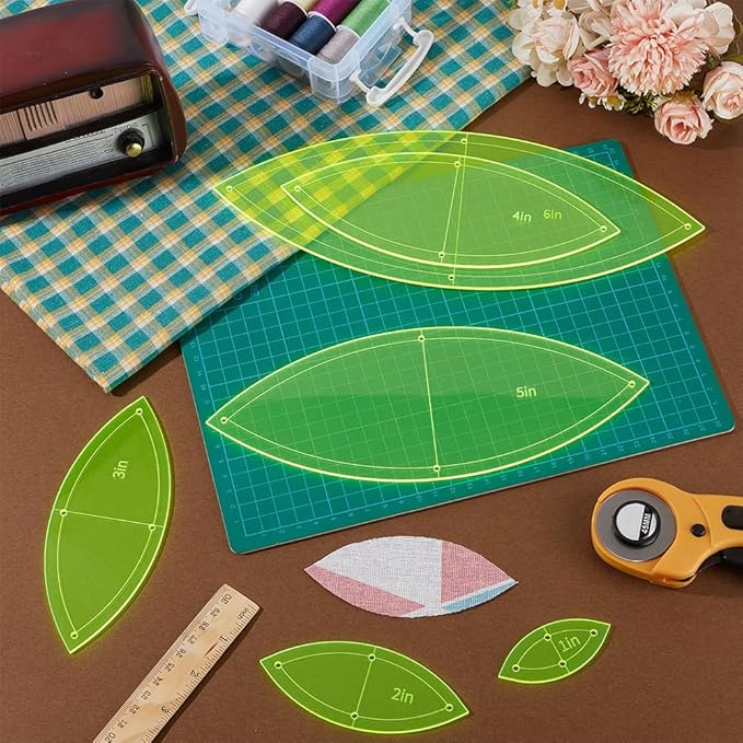 BENECREAT 6PCS Horse Eye Quilting Templates Set, 1" 2" 3" 4" 5" 6" Bright Yellow Reusable Acrylic Quilting Template with Film Protection for Woodworking, Quilting Sewing Needlework Craft, Hole: 3mm