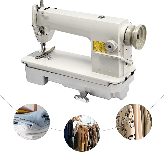 DDL-8700 Industrial Sewing Machine, Automatic Straight Sewing Heavy Duty Sewing Machine, Suitable for Leather Bags Shoes Jeans and Other Thick Materials Sewing Tool, Suitable for Beginners, White