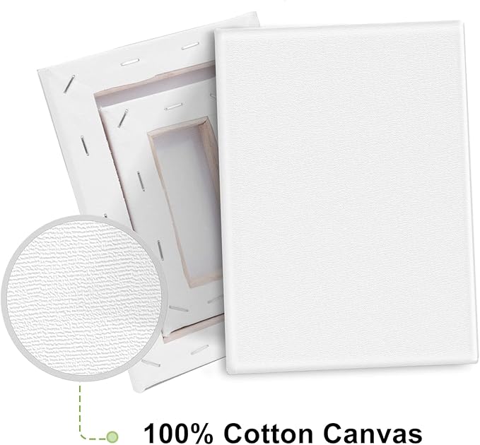 4 Packs Stretched Canvases for Painting with 3x5in,5x7in,8x10in,10x12in, Primed Canvas,Blank Painting Canvas for Oil & Acrylic Paint.