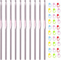 Aeelike 10pcs Size E / 3.5mm Crochet Hooks,Aluminum Crochet Needles and 30pcs Stitch Markers for Beginner and Advanced, Crocheter Hook Set for Learning How to Crochet