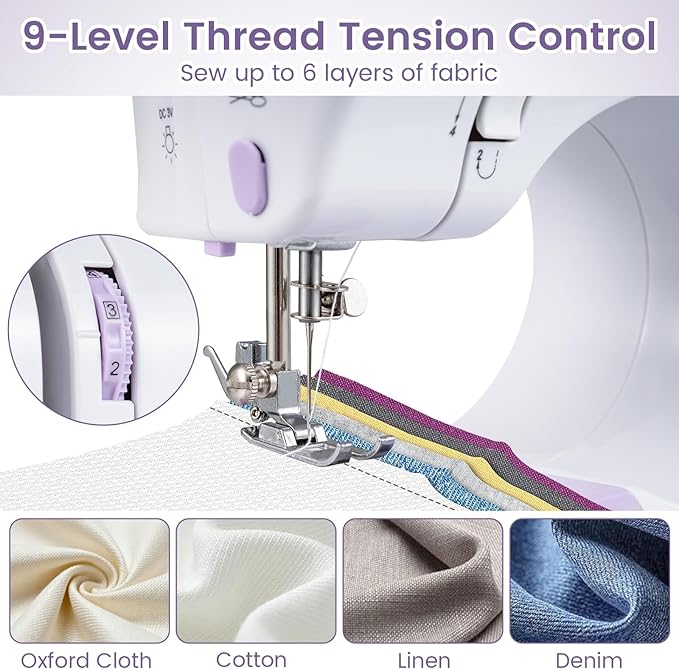 COSTWAY Sewing Machine for Beginner, Portable Mini Electric Sewing Machine with 12 Built-in Stitches, Accessory Kit, LED Light, 2 Speeds & Foot Pedal, Storage Drawer, Ideal for Home DIY Projects