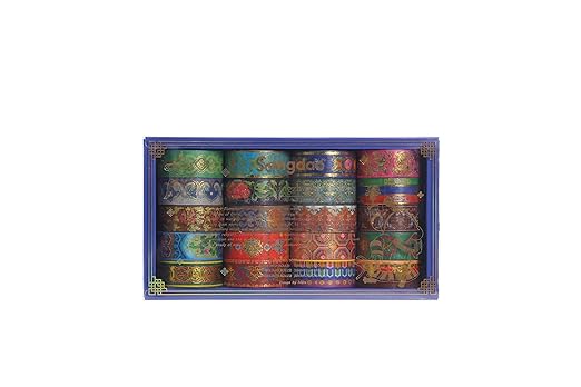 20 Rolls Chinese Style Washi Tape Set, Ancient Palace Pattern Decorative Masking Tapes with Gold Foil, Oriental for Craft, Scrapbook, DIY, Gift Wrapping (32-Azure Brocade Clouds)