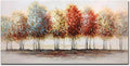 Tiancheng Art, 24x48 Inch Modern Abstract Oil Hand Paintings Tree Art 3D Hand-Painted Living Room And Bedroom Wooden Frame Ornaments Canvas Acrylic Wall Art Colorful Forest Home Hanging Decoration