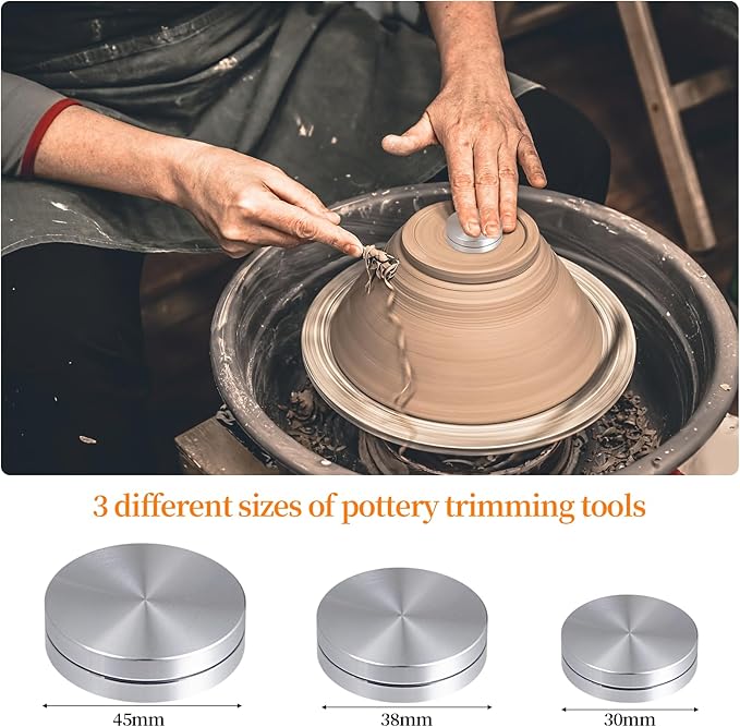 3 Pack Ceramic Clay Pottery Throwing Trimming Spinner Tool, Clay Ceramic Rotary Rotary Clay Small Tools Suitable for Potters and Clay Artists (30mm/38mm/45mm)