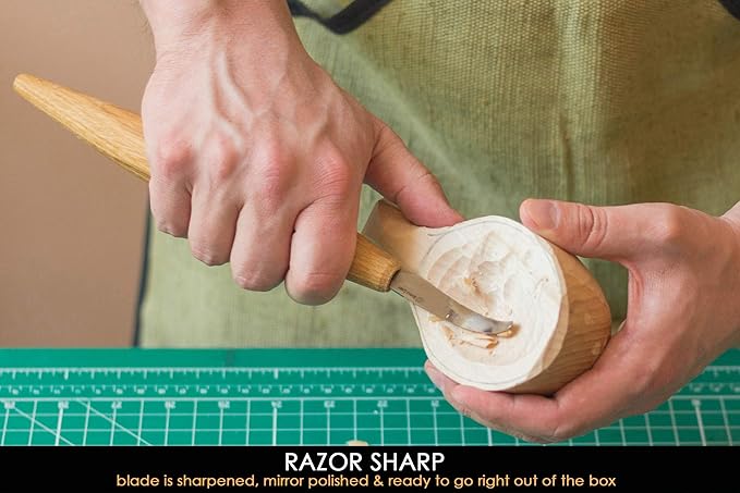 BeaverCraft Wood Carving Hook knife SK4s Long 2.4'' - Spoon Carving Tools – Spoon Whittling Knife for Professional Carvers & Beginners - Crooked Whittling Knives for Spoons Bowls Cups