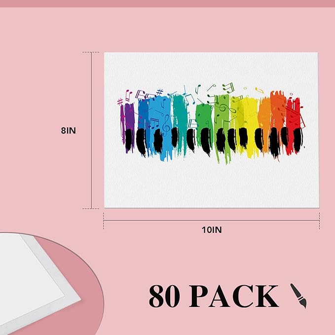 ESRICH Canvas Boards for Painting 8x10, 80 Pack Painting Canvas, Primed Cotton Canvas Panels 8x10 for Oil Paint, Watercolor, Acrylic Paint, Gouache and Tempera.