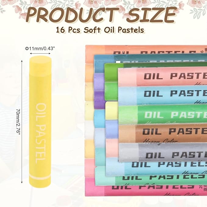 MECCANIXITY Soft Oil Pastels, Oil Pastel Crayons Vibrant Color Blendable Art Supplies for Painting Drawing Blending Painting Artists Beginners Professional(Lemon Yellow, Pack of 16)