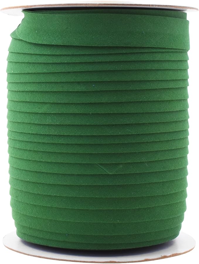 Mandala Crafts 55 Yards 5/8 Inch Dark Green Double Fold Bias Tape for Sewing - Bias Binding Tape for Quilting Binding, Hemming, Seam, and Fabric Piping