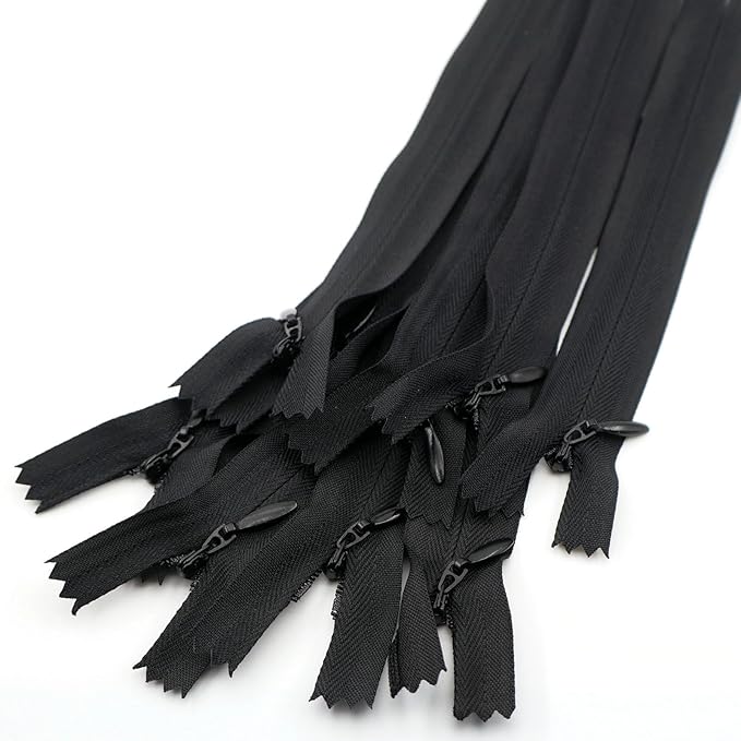 Leekayer 3# 5 Inch Invisible Zipper for DIY Tailor Sewing Craft 12.7cm Black Hidden Zippers Closed End Bulk 10 PCS/Pack (Black,5")
