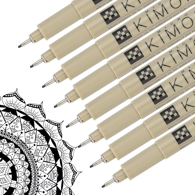 PATIKIL Micro Pen Fineliner Pens, 8Pcs 1mm Needle Point Drawing Pens Waterproof for Archival Artist Calligraphy Illustration Journaling Sketch, Black
