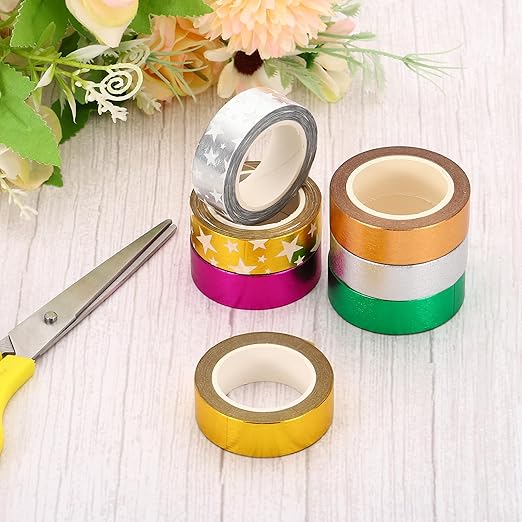 PATIKIL 15mm x 10m Metallic Washi Tape, 2 Roll Masking Foil Sticker Self Adhesive for DIY Art Craft Wrapping Decoration, Silver Tone