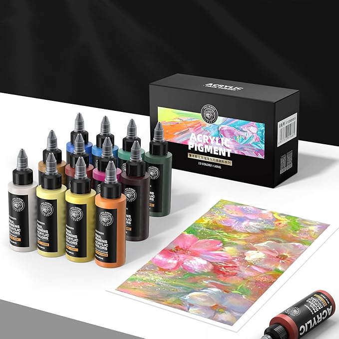 Paul Rubens Acrylic Paint, 12 Colors Metallic Acrylic Paint Set B, 2oz/60ml Bottles, Rich Pigments, Strong Coverage Acrylic Paints For Adults, Artists, Beginners On Canvas Rocks Wood Ceramic Fabric