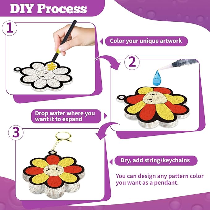 Dolanus Arts and Crafts Kits -3D Art Puffs Sponge Magic Painting, Birthday Gift for 4 5 6 7 8 9 Year Old Girl, Toys for Girls Ages 4-10, DIY Color & Inflate Activity, Travel & Creative Gifts