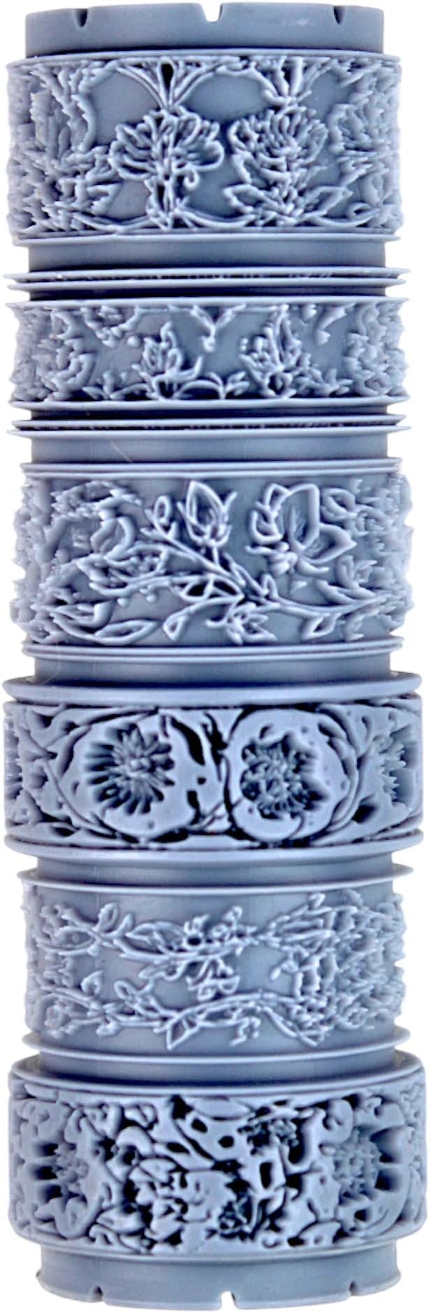Botanical Tapestry Clay Texture Roller (4") - Seamless Border Set #01 - Embossing Pattern Roller for Polymer & Ceramic Clay, Pottery & Crafts