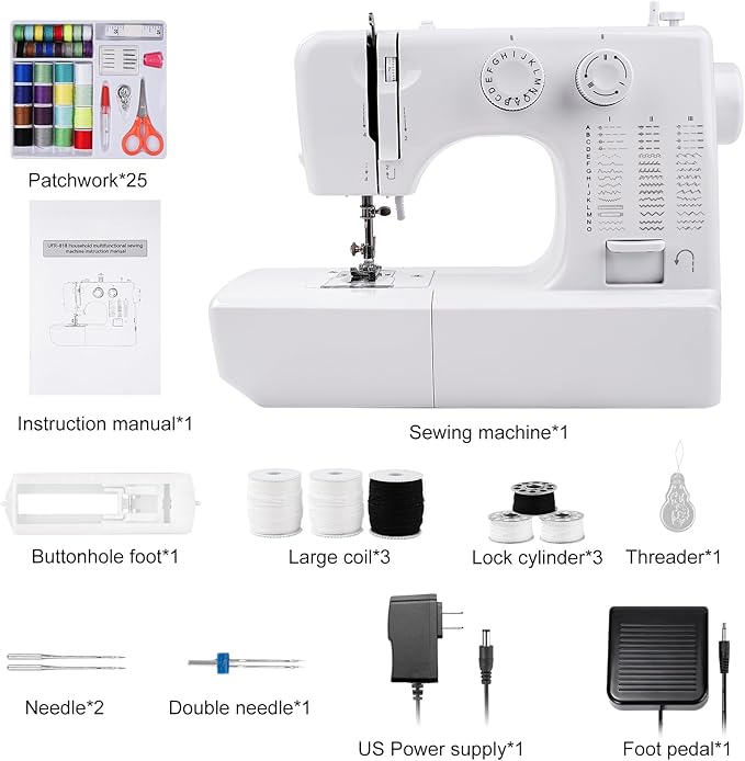 Mini Sewing Machine for Beginners Kids, Portable Sewing Machine with 45 Built-In Stitches and High Speed, Double Needle with 42PCS Sewing Kit Us Plug (110v), Christmas Sewing Gifts for Women