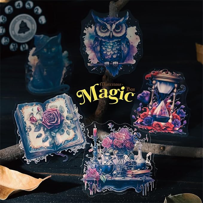 Yoksas 120Pcs Gothic Mystery Witch Stickers - Waterproof Dark Magic Witchy Stickers for Scrapbooking,Junk Journals,Witchcraft Supplies