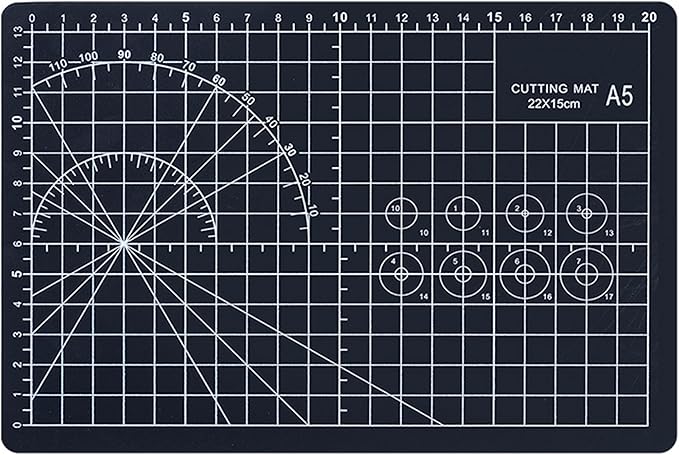 A5 Cutting Mat, Self Healing Sewing Mat, Craft Mat Double Sided 3-Ply Craft Cutting Board for Sewing Crafts Leather Fabric Scrapbooking Project Art Supplies, 8.6“ x 5.9”, Black