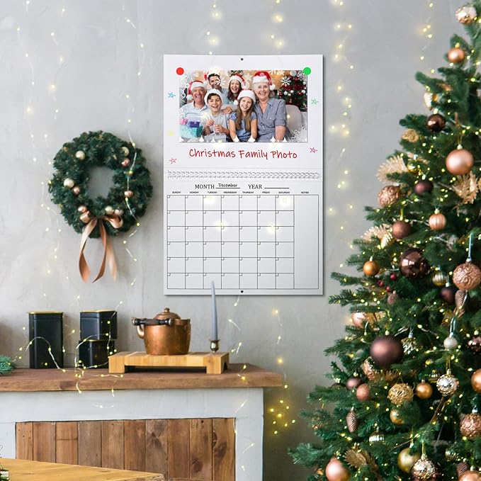 Harloon Blank Scrapbook Wall Calendar Sheets 2026 Undated Monthly Weekly Scrapbook Planner 16 Sheet DIY Blank Custom Calendar with 140 Sticker 12 x 9" Closed 18" Open Size for Office Home(White)