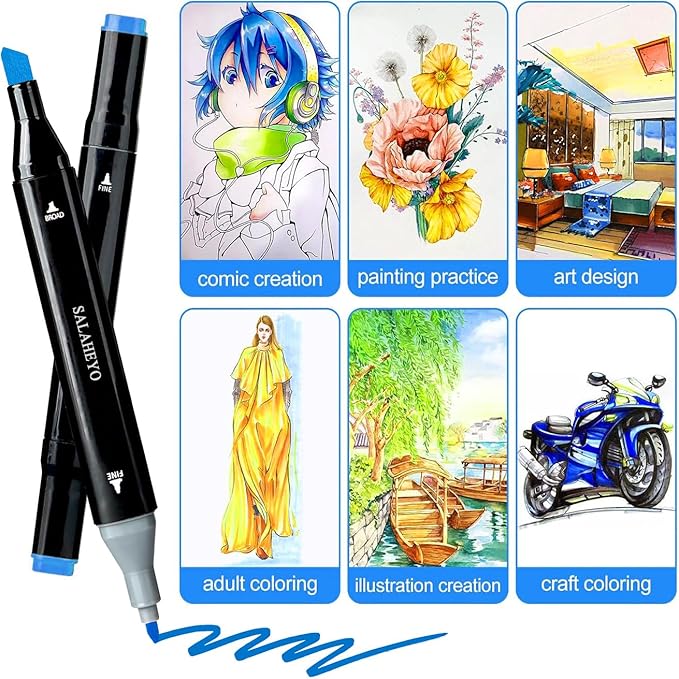 120 Colors Alcohol Markers with Base Art Drawing Markers Set for Adults Painting,Coloring,Sketching, Comics, Illustration- Refillable