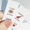 callie Personalized 10-100Pcs Sewing Labels - Custom Birth Flower & Name, Fabric Handmade with Love Sewing Tags for Clothes, Gifts for Knitting DIY Craft Lovers