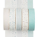YUBX 5 Rolls Washi Tape Set Creative Basic Skinny Decorative Tapes for Arts, DIY Crafts, Journals, Planners, Scrapbooking, Wrapping (Cyan Dew)