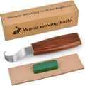 Wood Carving Knife With Leather Strop and Polishing Compound, Wood Whittling Tools for Beginners, Adults and Kids (Hook Carving Knife)