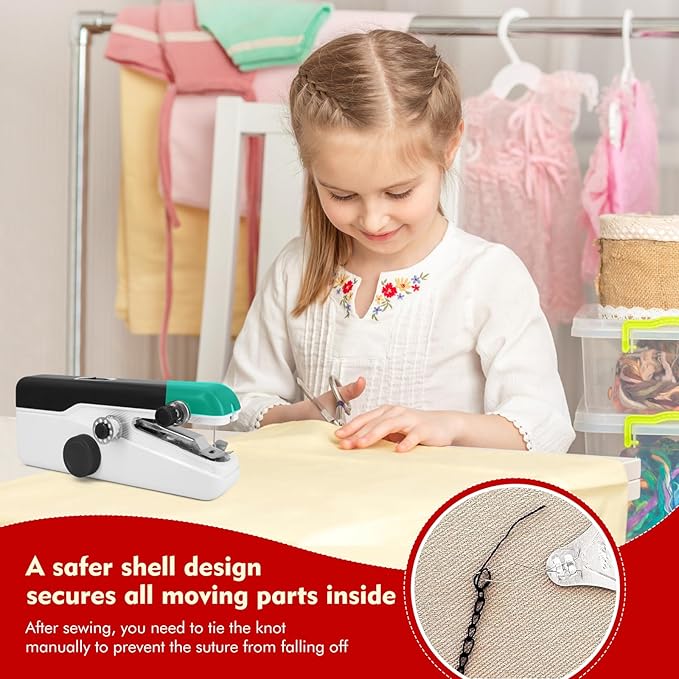 Handheld Sewing Machine, Mini Portable Sewing Machine for Beginners, Electric Fast Stitching, DIY Fabric Clothes Repair Kit, Home Travel Mending Machine with Accessories