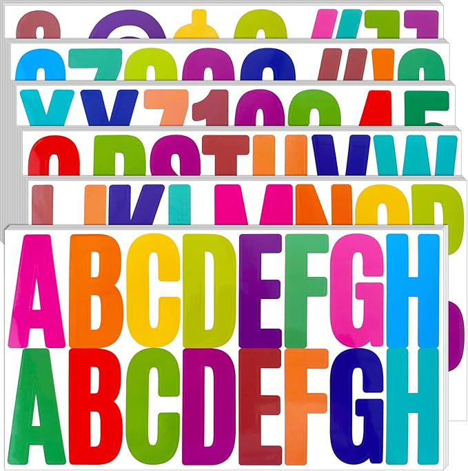 Bemeol 500 Pieces 30 Sheets Large Letter Stickers 2.5 Inch Alphabet Letter Stickers Self Adhesive Letters for Bulletin Board Mailbox Door Classroom Home