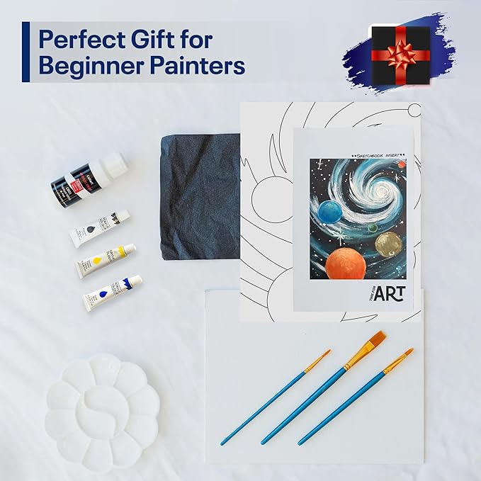 Painting4Real DIY Art Painting Kit for Adults – Learn to Paint Galactic Symphony with Video Tutorials – 9 Pieces Acrylic Paint Set for Adults –Perfect Christmas Crafts & Holiday Gifts for Art Lovers