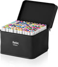 RUN HELIX Alcohol Markers, 120 Colors Dual Tip Markers Broad Brush Tip and Fine Tip, Marker for Coloring Drawing Painting Art, Alcohol Marker Set with Case for Adults (White Barrel)