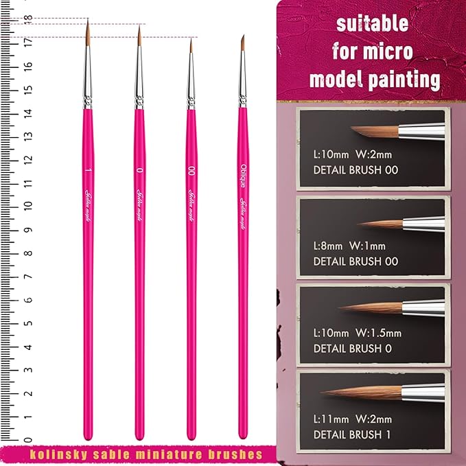 Kolinsky Sable Brushes, Golden Maple Miniature Paint Brushes Professional Artist Brush Set, Fine Detail Paint Brushes for Model Figures, Watercolor, Acrylic and Miniature Painting