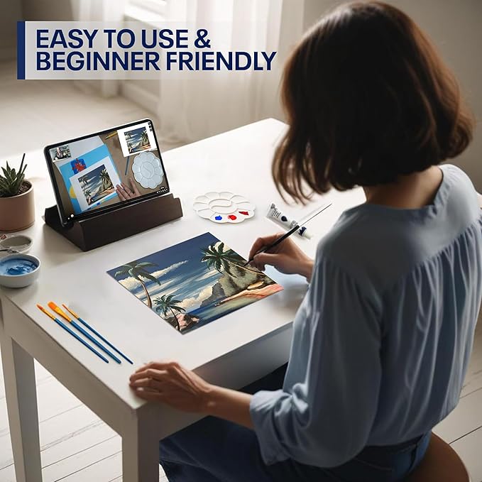 Painting4Real DIY Art Painting Kit for Adults – Learn to Paint Calm Reflection with Video Tutorials – 9 Pieces Acrylic Paint Set for Adults –Perfect Christmas Crafts & Holiday Gifts for Art Lovers