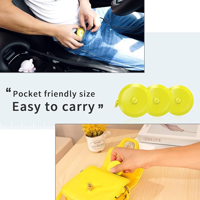 DiCUNO 60-Inch 1.5 Meter Soft and Retractable Tape Body Tailor Sewing Craft Cloth Dieting Measuring Tape (3 Pcs of Yellow with Soft Tape)
