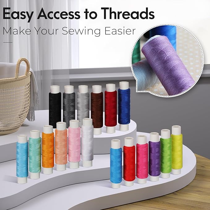 Coquimbo Sewing Kit for Adults, Kids, Beginner, Home, Traveler, Emergency, Portable Sewing Supplies Contains Soft Tape Measure, Scissors, Thimble, Thread, Sewing Needles etc (White, M)