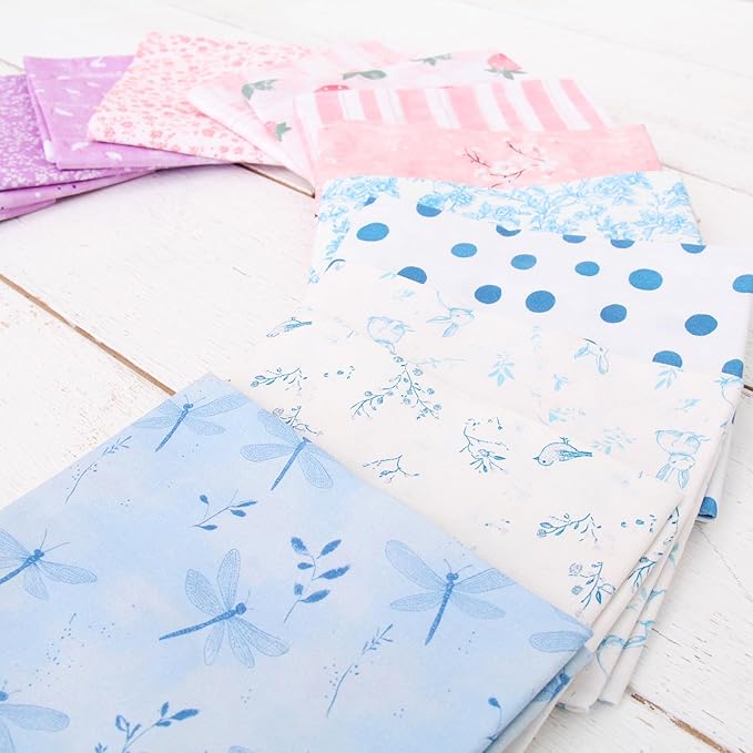 Threadart Exclusive 15 Fat Quarter Bundles - Baby Pastel Vintage Prints 100% Cotton Fabric - Premium 100% Cotton Quilting Fabric - No Duplicates - Full Size Fat Quarters 18"x21" - Baby Pastel