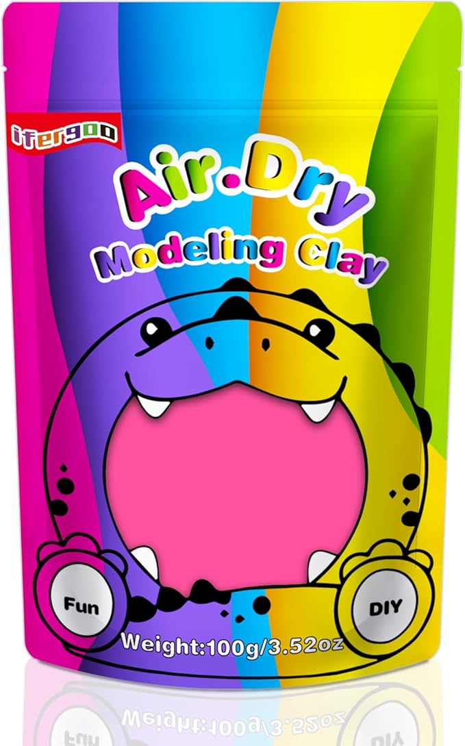 ifergoo Pink Air Dry Clay, DIY Creative Modeling Clay for Kids, Super Light Magic Clay for Kids Age 3-12, Safe & Non-Toxic, Molding Clay for Sculpting, Great Gift for Boys & Girls
