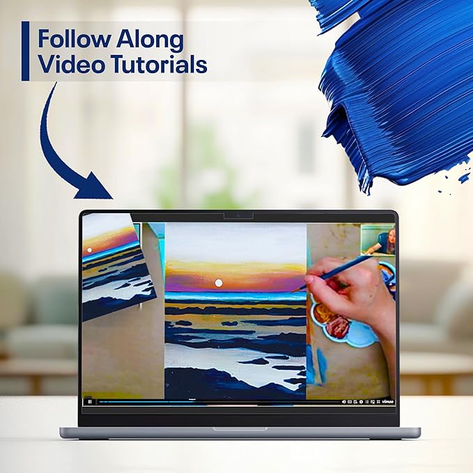 Painting4Real DIY Art Painting Kit for Adults – Learn to Paint Rocky Coastline with Video Tutorials – 9 Pieces Acrylic Paint Set for Adults –Perfect Christmas Crafts & Holiday Gifts for Art Lovers
