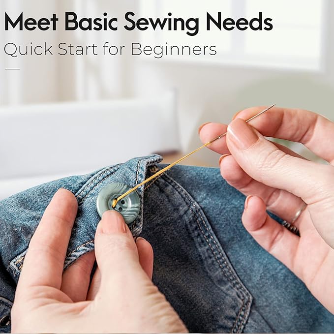 Coquimbo Sewing Kit for Adults, Kids, Beginner, Traveler, Portable Sewing Supplies Contains Soft Tape Measure, Scissors, Thimble, Thread, Sewing Needles (Gray, M)