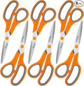 Scissors Set of 6 Bulk, Rkqoa 8" All Purpose Scissors Pack - with Ultra Sharp Blades and Comfort Grip Handles for School Office Classroom Everyday Use, Adult Size Scissor