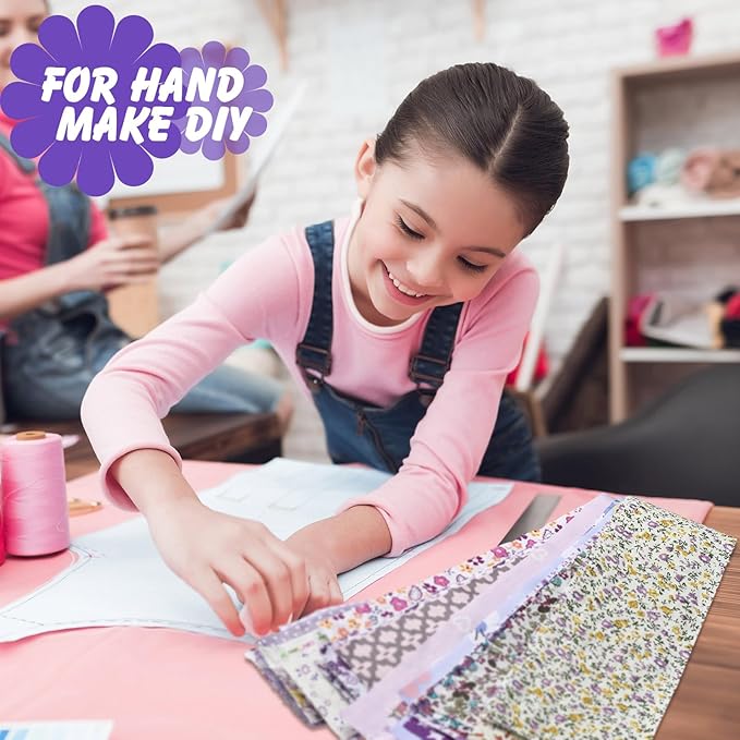 Ganeen 100 Pcs Purple Floral Quilting Fabric Roll 2. 56 Inch Fabric Squares Jelly Patchwork Precut Strips Bundles for Holiday Materials Craft DIY Sewing Cloths